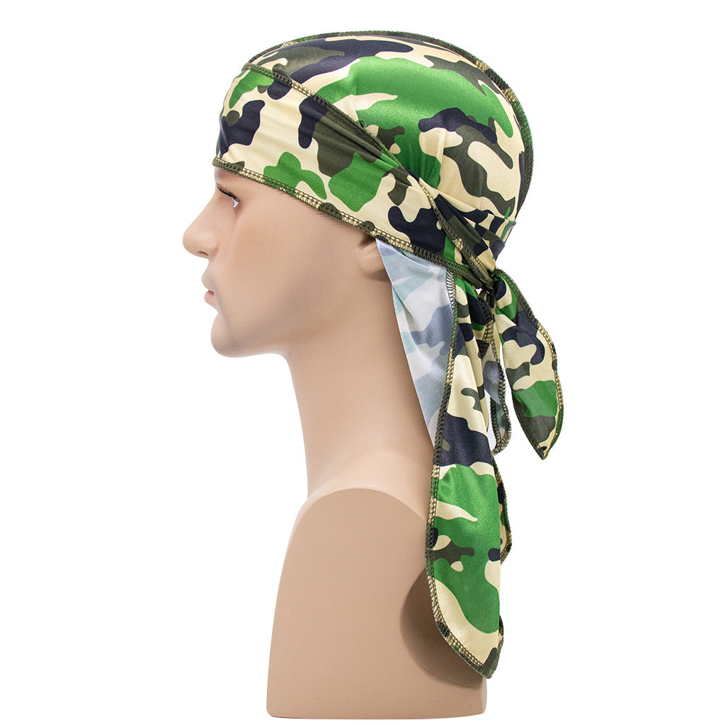 Camouflage Print Head Scarf Unisex Stretchy Head Wrap Bandana Beanie