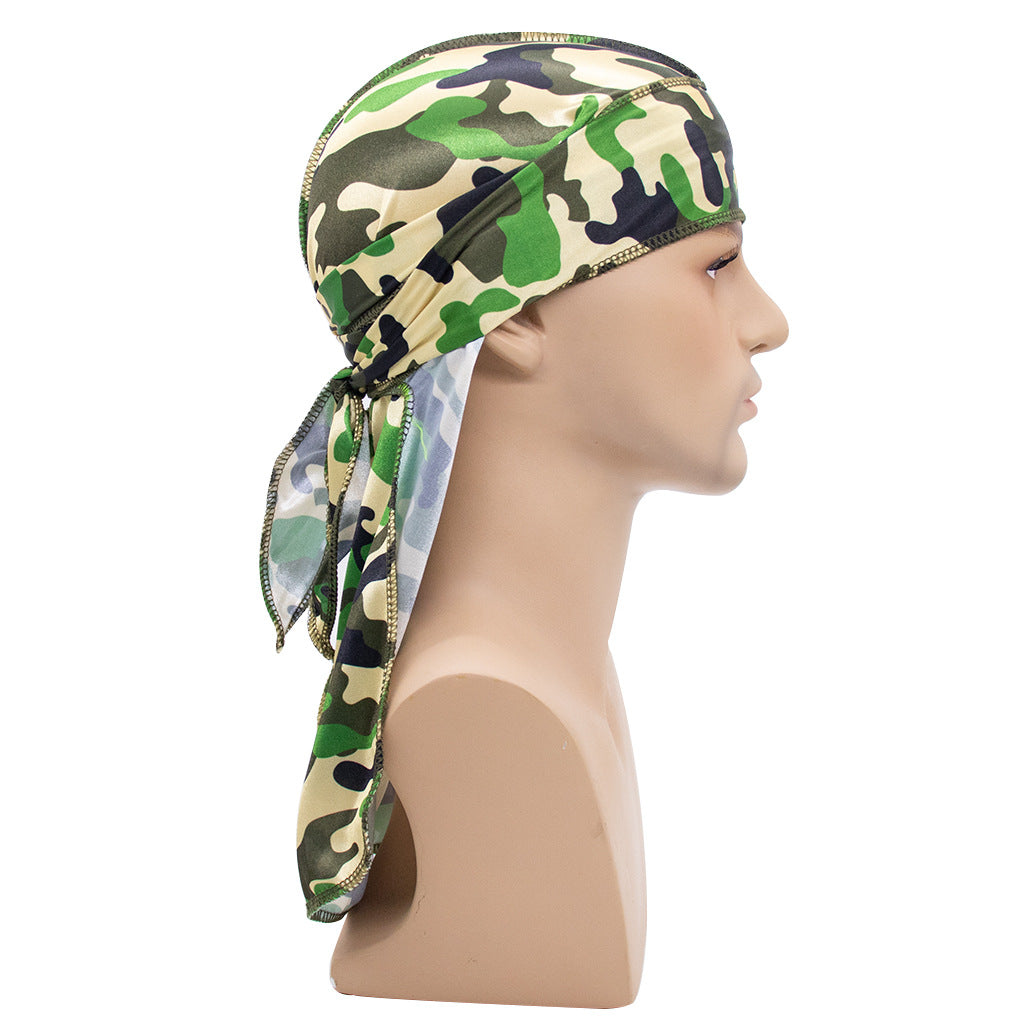 Camouflage Print Head Scarf Unisex Stretchy Head Wrap Bandana Beanie