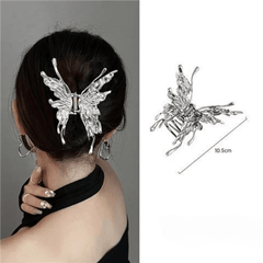 Y2K Silvery Butterfly Hair Claw Clip for Women Girls