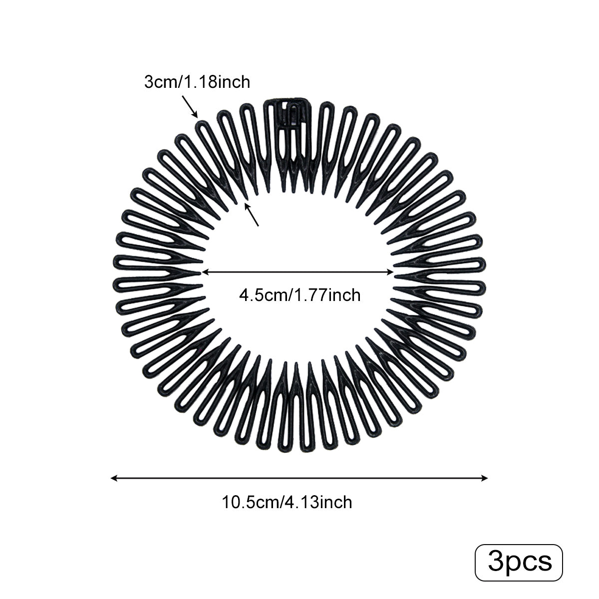 3pcs Flexible Teeth Hair Band Stretchy Head Hoop for Women Girls Men
