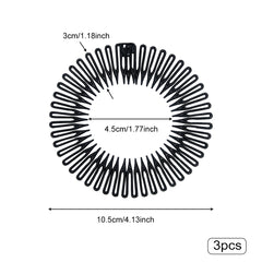 3pcs Flexible Teeth Hair Band Stretchy Head Hoop for Women Girls Men
