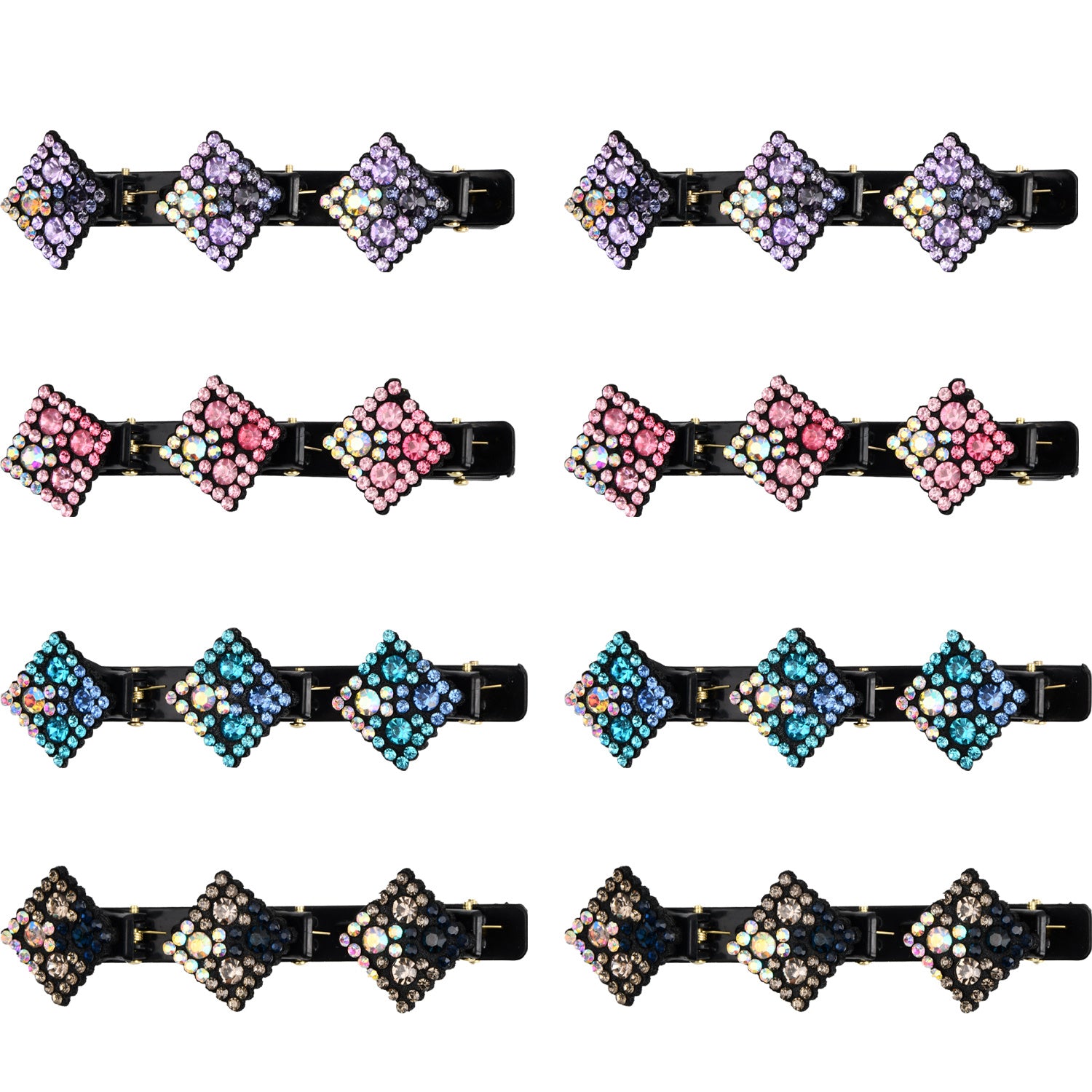 8pcs Rhinestone Hair Clip Vintage Duck Billed Side Bangs Head Jewelry