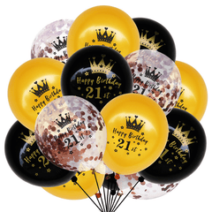 15pcs Birthday Balloon Kit Men Women Reusable Golden Confetti Balloons