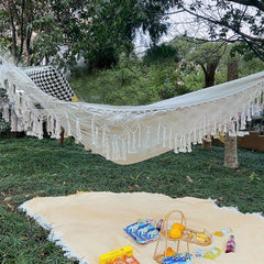 Tassel Hanging Tree Hammock Single Double Thickened Canvas Casual Hammock