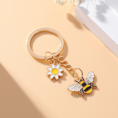 Bee Flower Charm Keychain Key Ring Backpack Handbag Purse Pendant