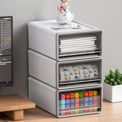 Transparent Plastic Drawer Organizer Box Small Storage Cabinet Desk
