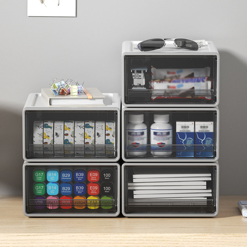 Transparent Plastic Drawer Organizer Box Small Storage Cabinet Desk
