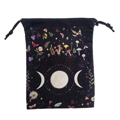 Double Sided Printed Flannel Tarot Oracle Storage Bag Gift Drawstring Bag