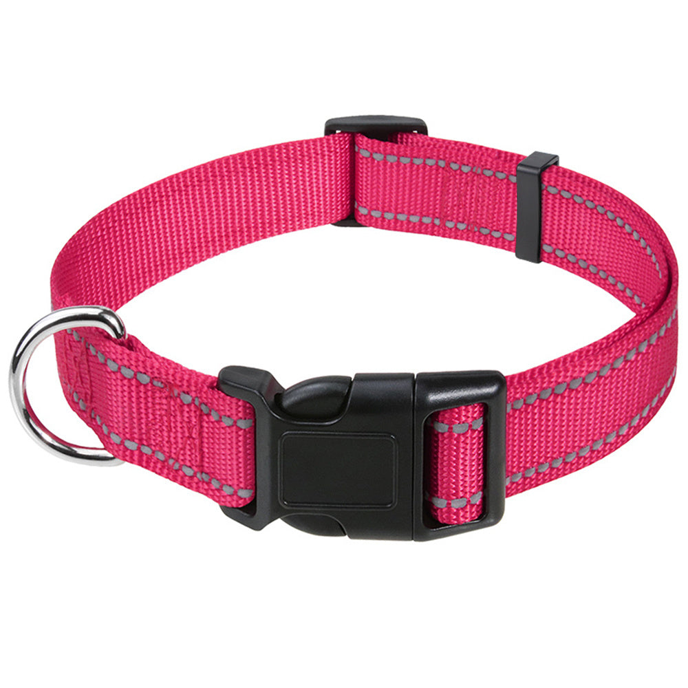 Reflective Nylon Dog Collar with Adjustable Buckle for Small, Medium, Large Dogs