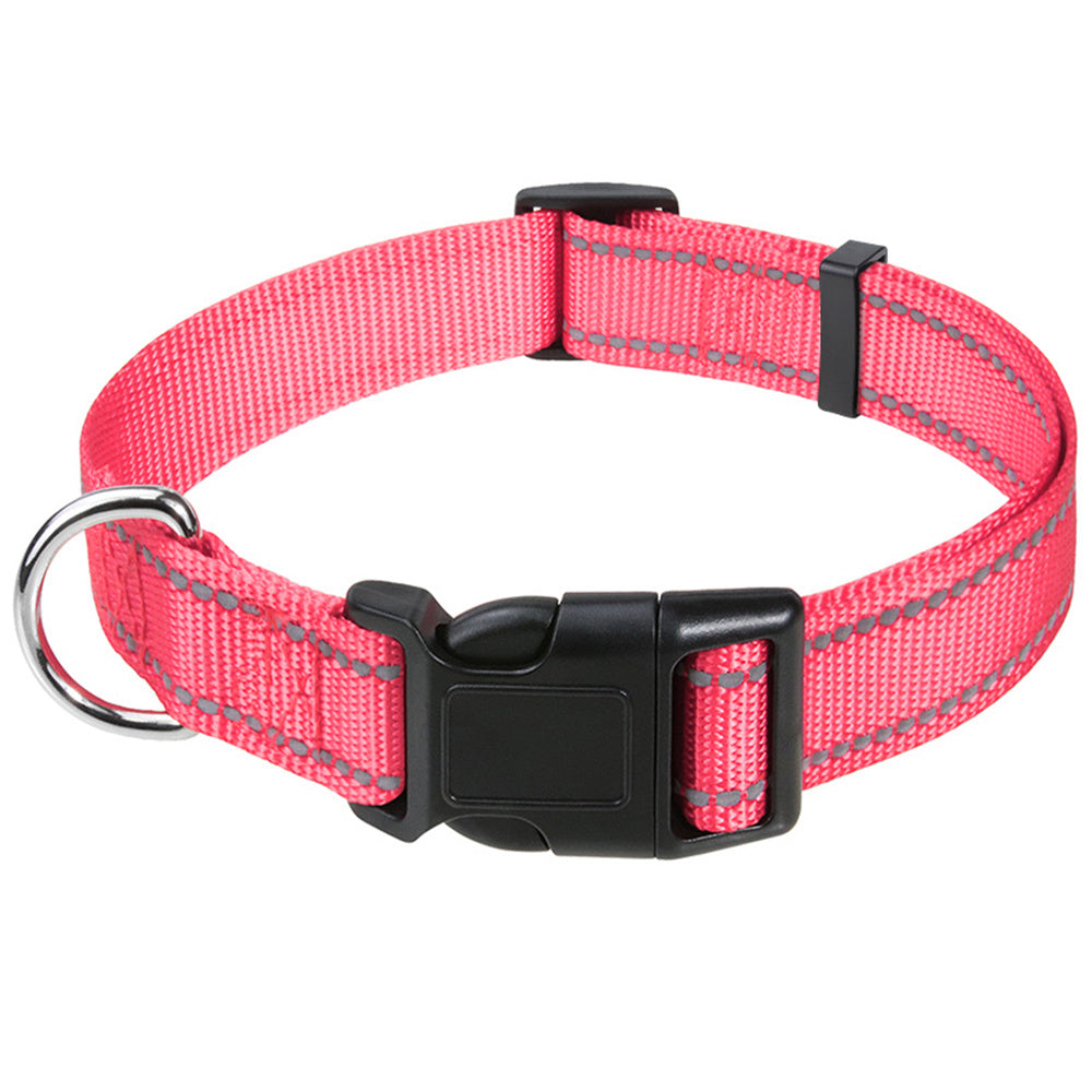 Reflective Nylon Dog Collar with Adjustable Buckle for Small, Medium, Large Dogs