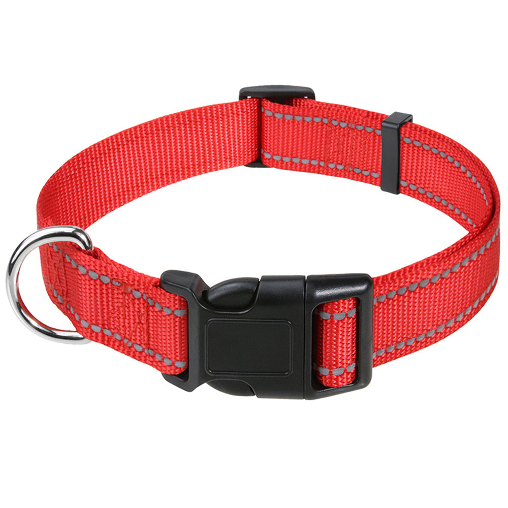 Reflective Nylon Dog Collar with Adjustable Buckle for Small, Medium, Large Dogs