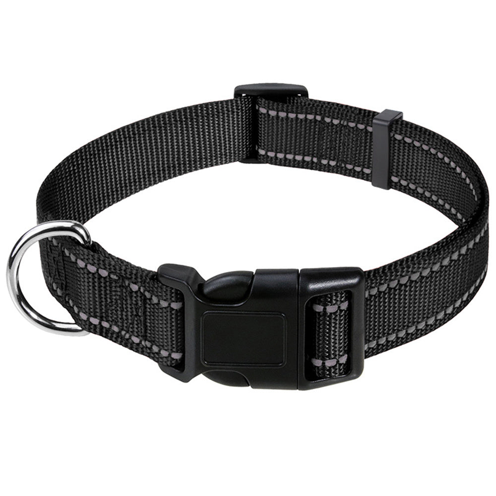 Reflective Nylon Dog Collar with Adjustable Buckle for Small, Medium, Large Dogs