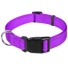Reflective Nylon Dog Collar with Adjustable Buckle for Small, Medium, Large Dogs