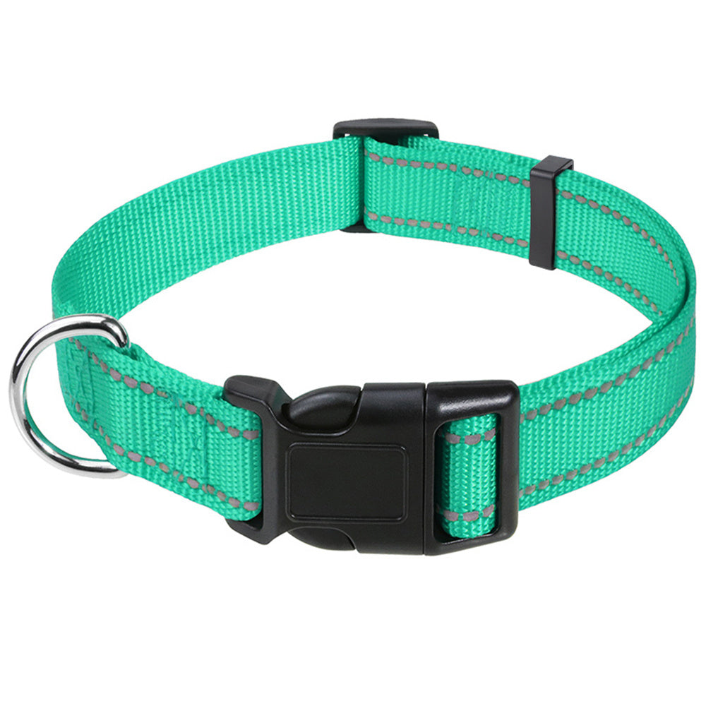 Reflective Nylon Dog Collar with Adjustable Buckle for Small, Medium, Large Dogs