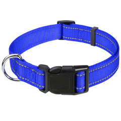 Reflective Nylon Dog Collar with Adjustable Buckle for Small, Medium, Large Dogs