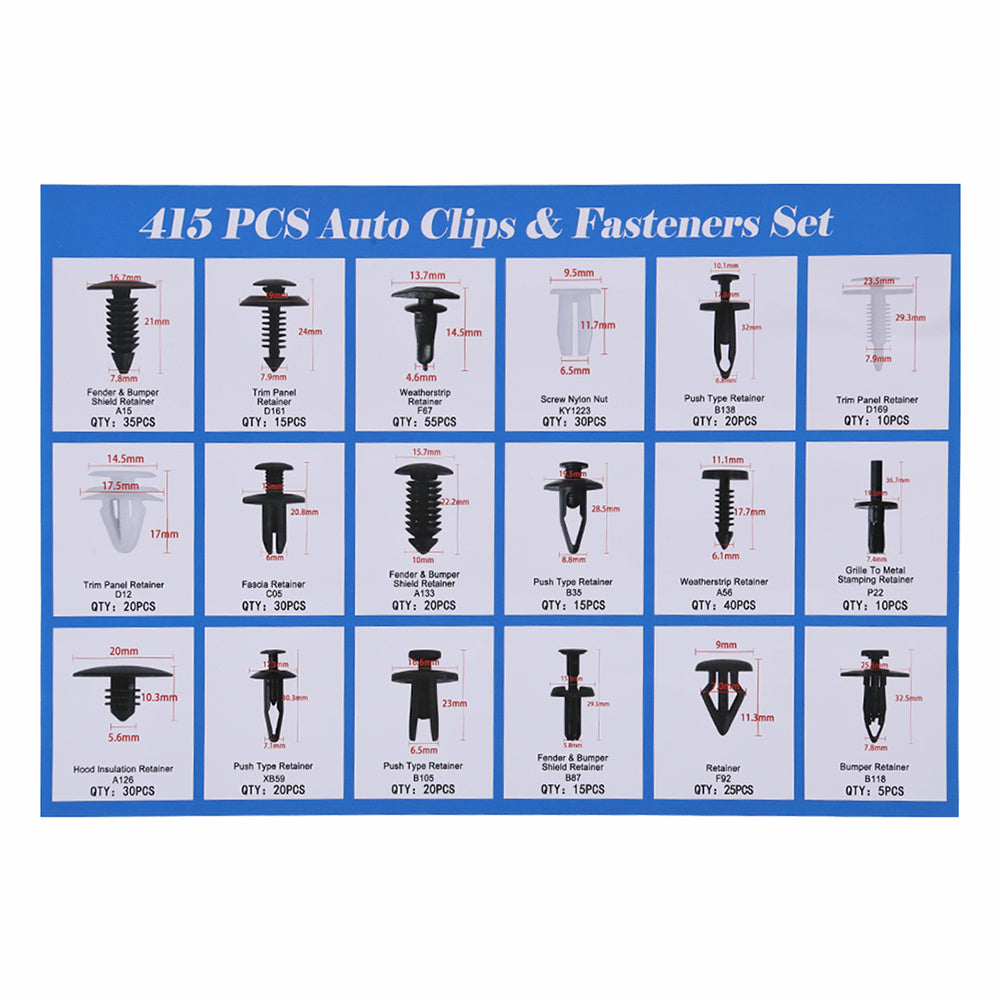 419pcs Car Retainer Clips Fasteners Kit Remover For Car