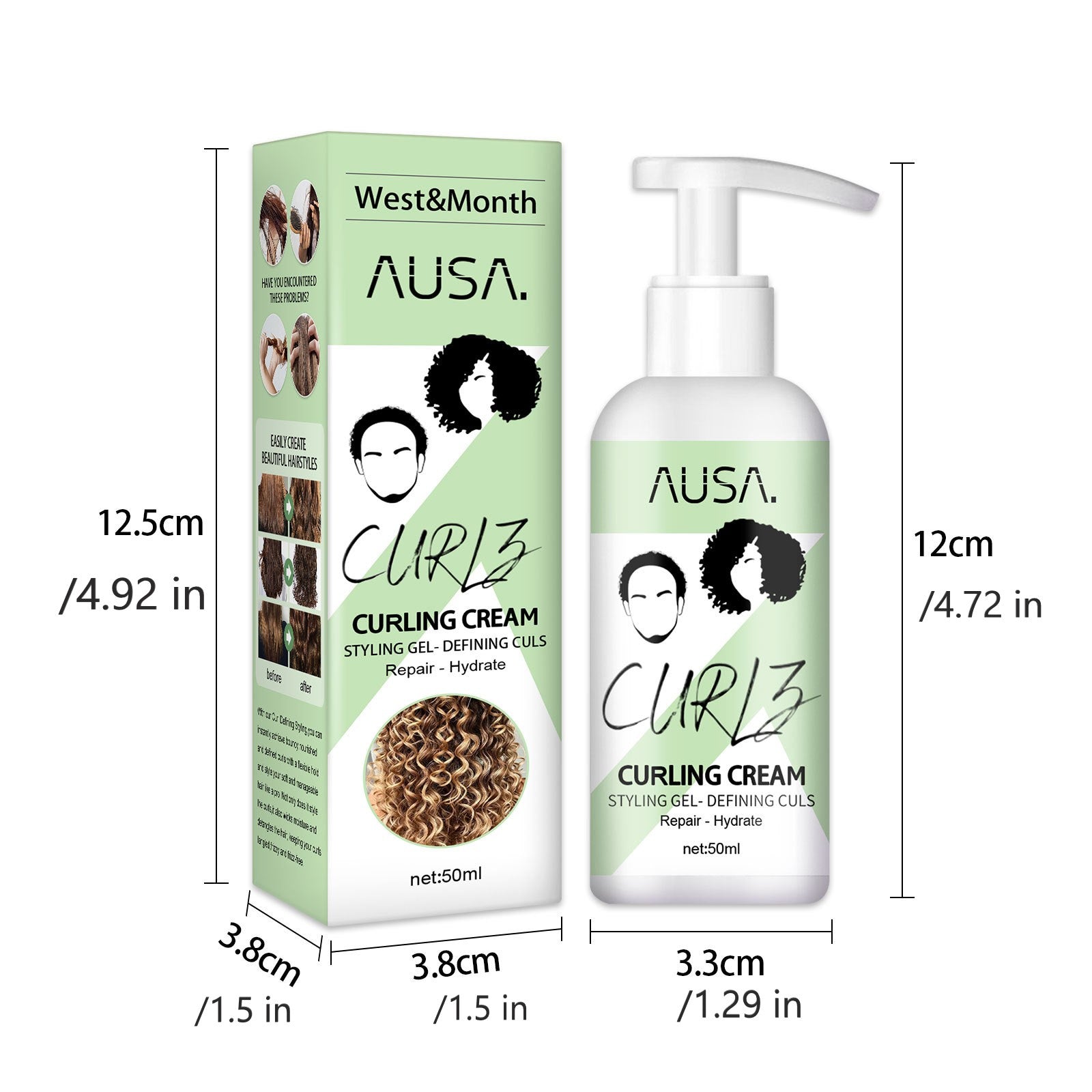 50ml Moisturizing Curly Hair Styling Cream for Frizz-Free Curls