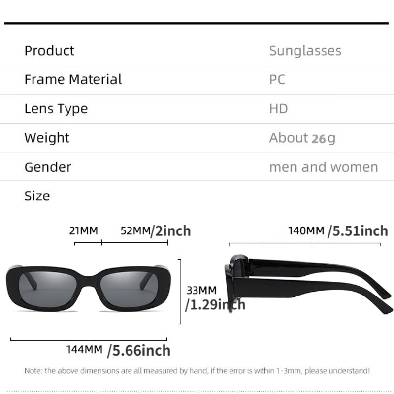 Y2K Rectangle Sunglasses For Women Men UV400 Sun Shades Glasses