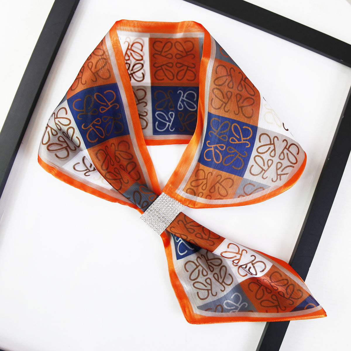 Silk Scarf Printed Satin Chiffon Neck Scarf Small Shawl Wrap for Women