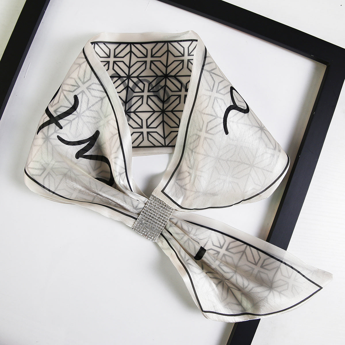 Silk Scarf Printed Satin Chiffon Neck Scarf Small Shawl Wrap for Women