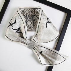 Silk Scarf Printed Satin Chiffon Neck Scarf Small Shawl Wrap for Women