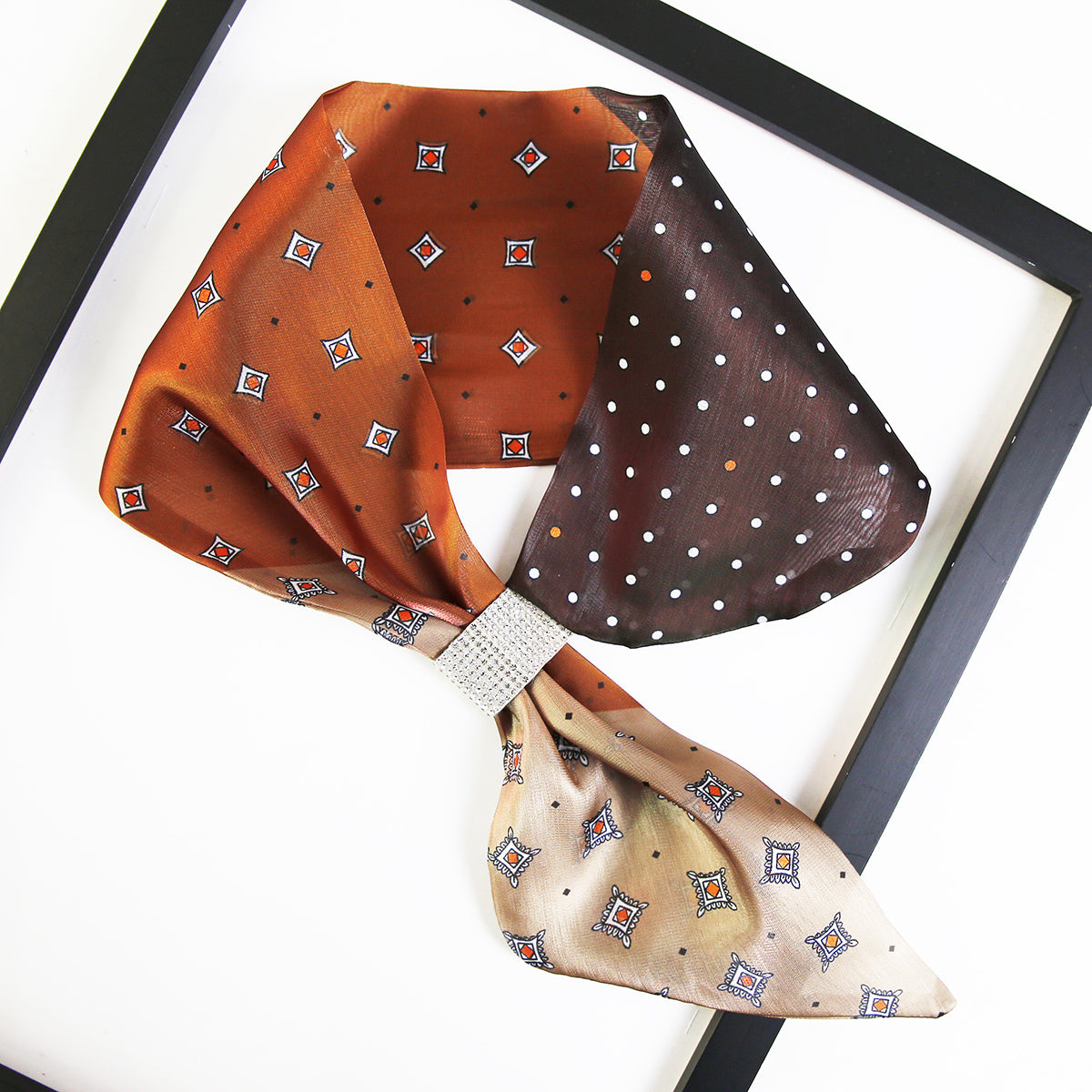 Silk Scarf Printed Satin Chiffon Neck Scarf Small Shawl Wrap for Women
