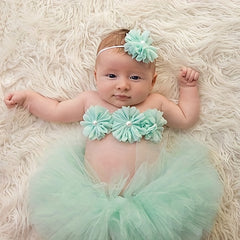 Newborn Baby Sunflower Tutu Bow Skirt Toddler Outfit Costume