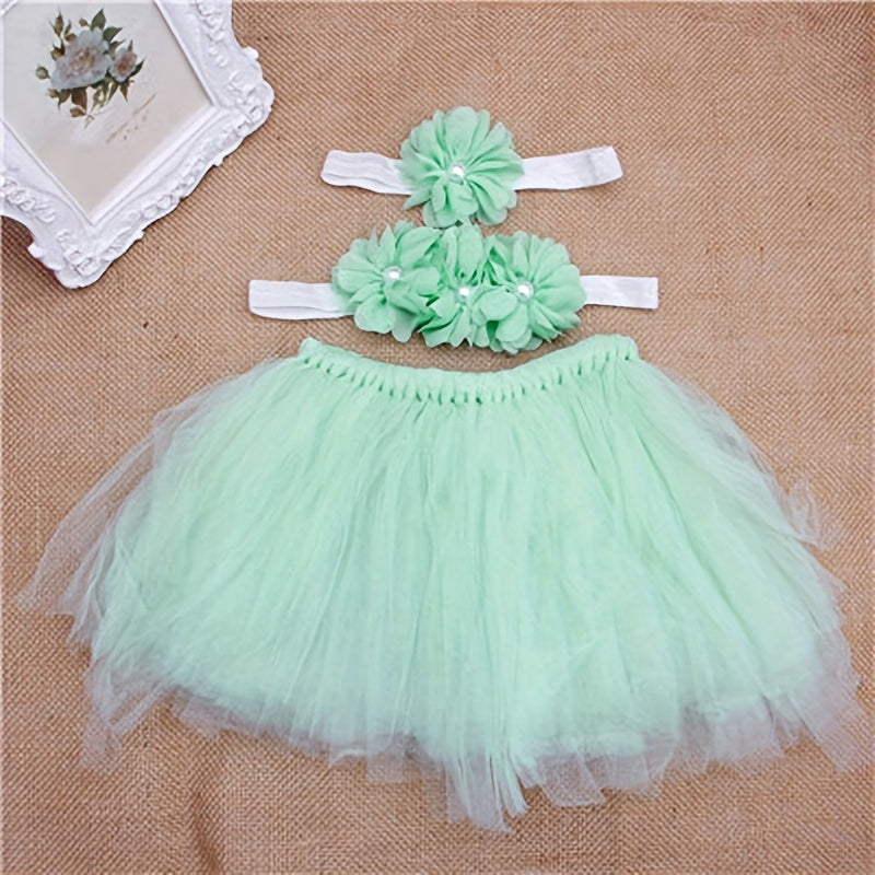 Newborn Baby Sunflower Tutu Bow Skirt Toddler Outfit Costume