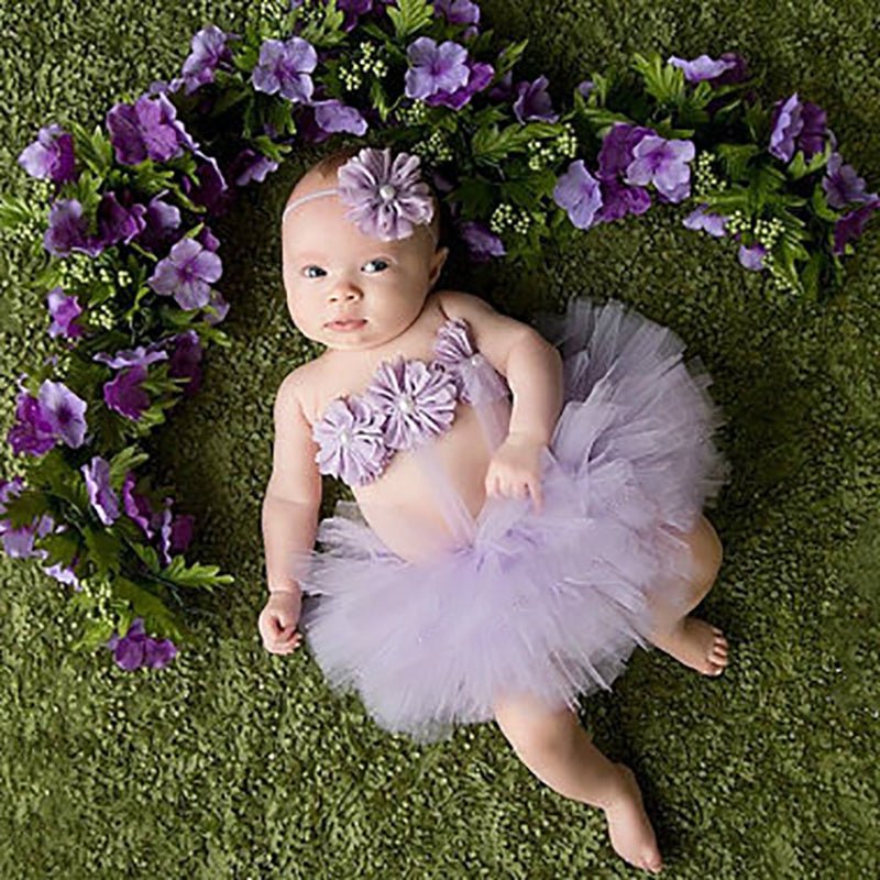 Newborn Baby Sunflower Tutu Bow Skirt Toddler Outfit Costume