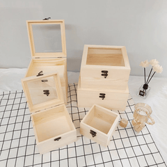 Wooden Box with Transparent Cover for Wedding, Birthday or Candy Packaging