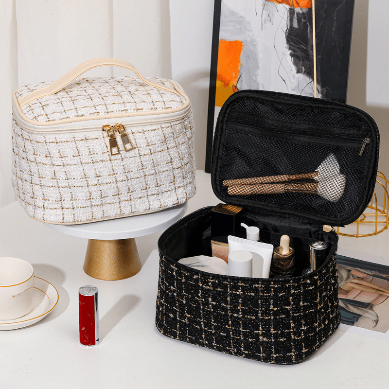 Plaid Cube Travel Cosmetics Wash Bag Dacron Portable Storage Bag