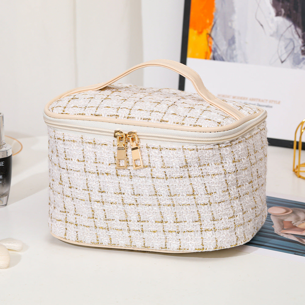 Plaid Cube Travel Cosmetics Wash Bag Dacron Portable Storage Bag
