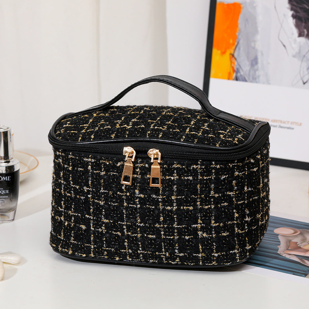 Plaid Cube Travel Cosmetics Wash Bag Dacron Portable Storage Bag