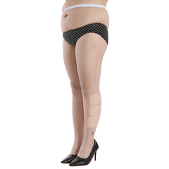  Sexy Stockings Women's Plus Solid Hollow Out High Rise Fishnet Pantyho