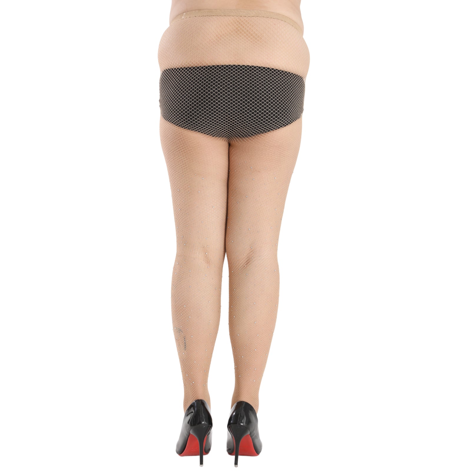  High Rise Fishnet Footed Tights with Glitter Rhinestones