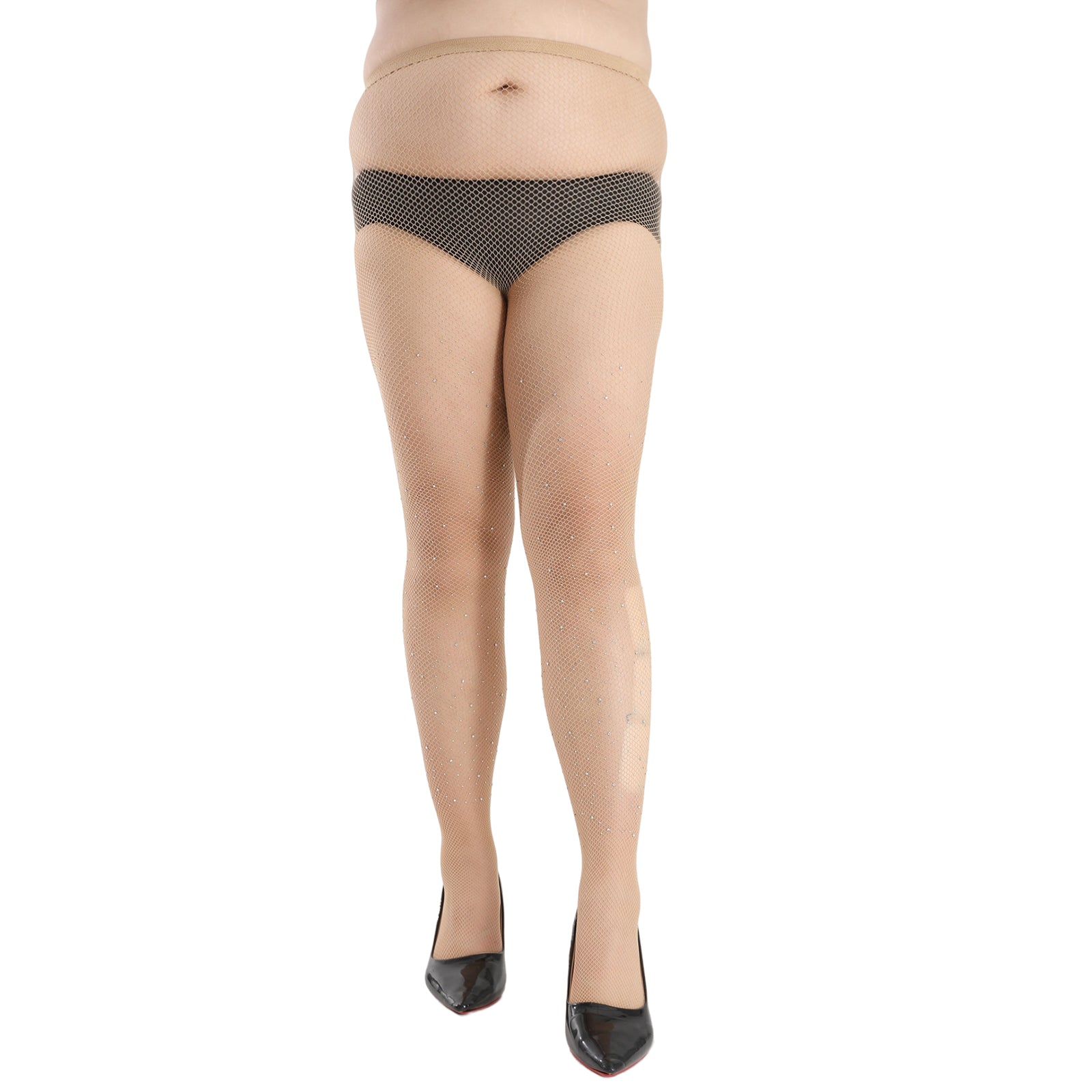  High Rise Fishnet Footed Tights with Glitter Rhinestones