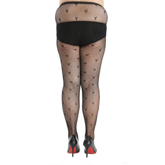  Heart Print Fishnet Pantyhose