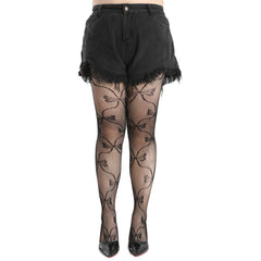  Floral Print Fishnet Pantyhose