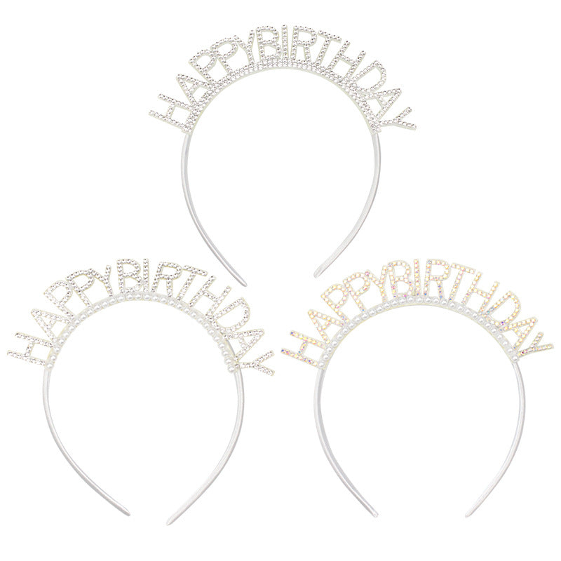 Laser Pearl Headband Happy Birthday Hair Band