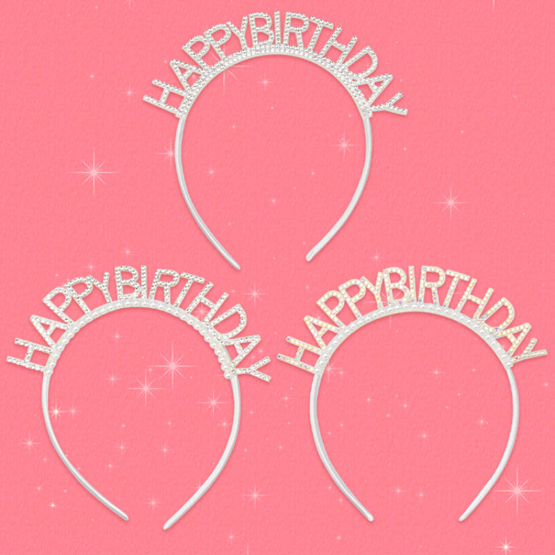 Laser Pearl Headband Happy Birthday Hair Band