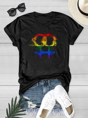 Rainbow Detail Graphic Round Neck T-shirt for LGBT