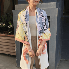 Print Twill Silk Square Scarf Windproof Large Shawl