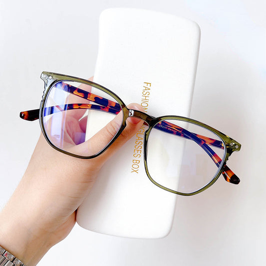 Polygon Clear Lens Glasses Casual Jelly Spectacles Frame With Glasses Case