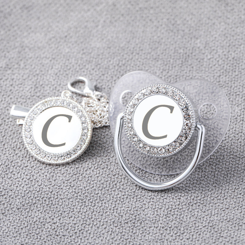 Baby Pacifier With Clip And Anti-Dust Cover, Silvery Transparent Letter Pacifier