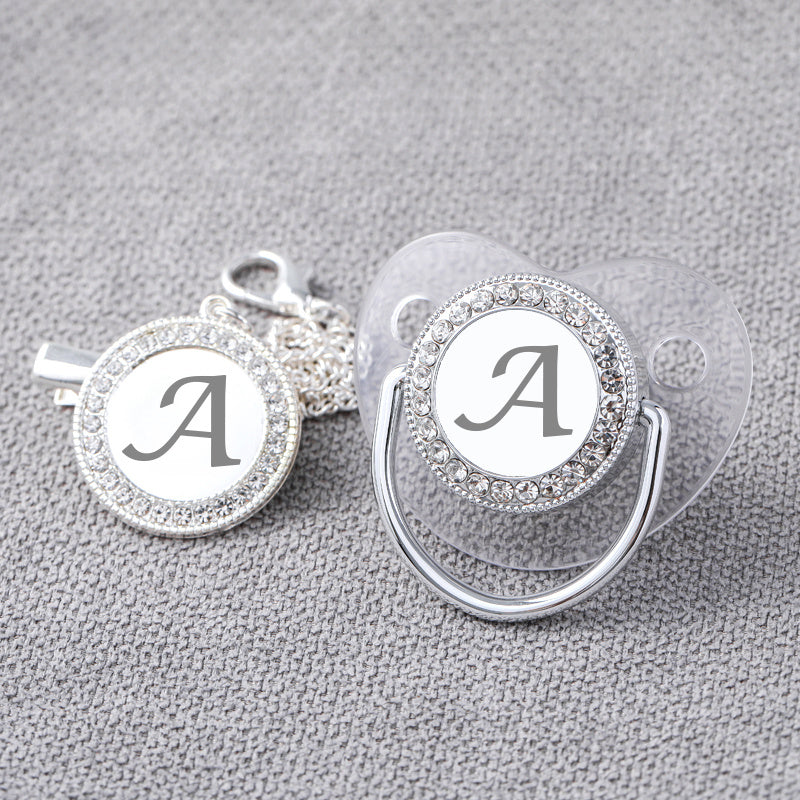 Baby Pacifier With Clip And Anti-Dust Cover, Silvery Transparent Letter Pacifier