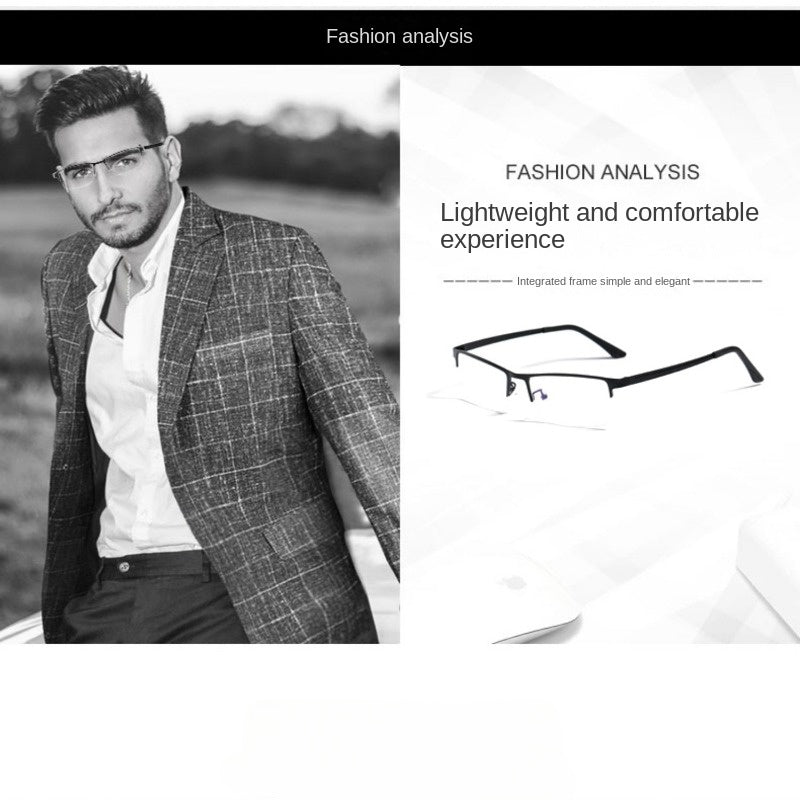 Semi Rimless Men's Business Eyeglasses Lightweight Comfortable