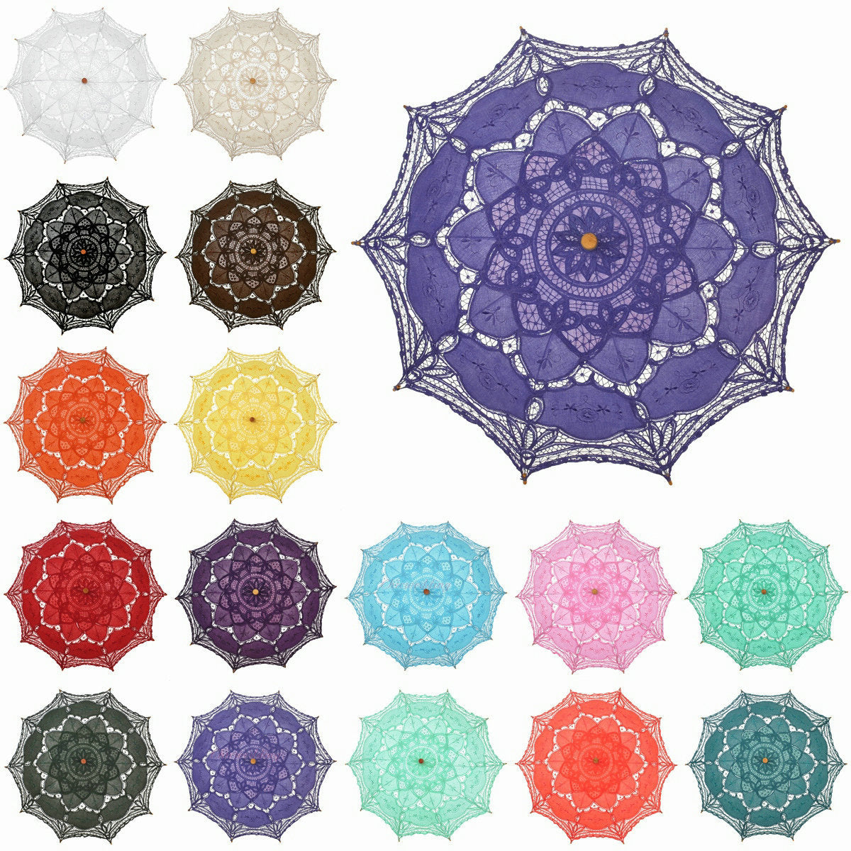 Vintage Lace Embroidery Umbrella Bride Umbrellas For Weddings