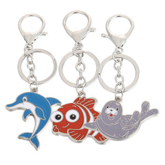 Metal Marine Animal Key Chain Dolphin Sea Lion Goldfish Key Ring