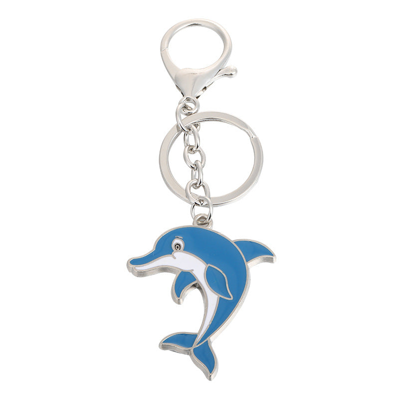Metal Marine Animal Key Chain Dolphin Sea Lion Goldfish Key Ring