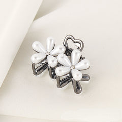 Faux Pearl Flower Small Hair Claw Alloy Hair Claw For Side Hair Bang Braids